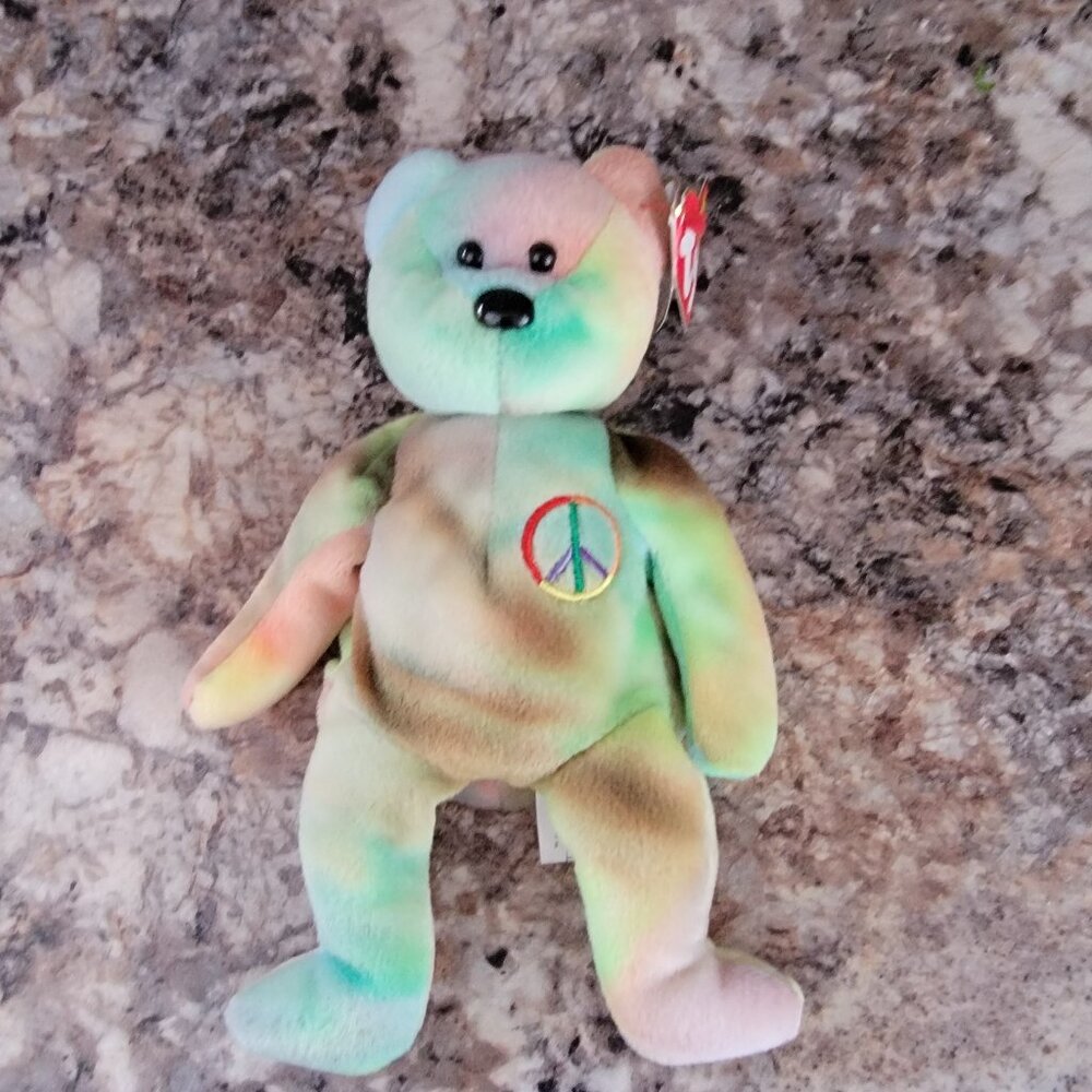 Vintage Ty Beanie Baby Peace Bear- now retired-1996